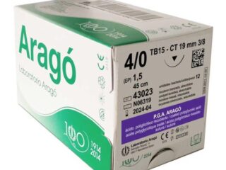 SUTURA ARAGO PGA 4/0 AGUJA 3/8 TB15 –19 mm 45 cm.